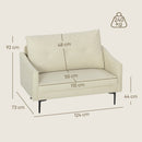 Divano 2 Posti Design Moderno 124x73x92 cm Schienale Trapuntato a Bottoni e Rivestimento in Velluto Crema   