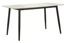 Tavolo da Pranzo Josh 138x78x76 cm in Metallo e Ceramica Nero e Bianco      
