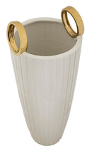 Vaso Ceramica Shopping Ø18x45 cm in Ceramica Bianco e Oro      