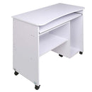 Scrivania con Ripiano Estraibile 93x48x76 cm con Ruote in MDF Bianco      