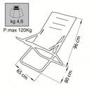 Sdraio Canapone 65x80x38/96 h cm in Acciaio Telo Oxford Nero