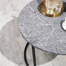 Set 2 Tavolini Piano Effetto Marmo Struttura in Metallo Nero