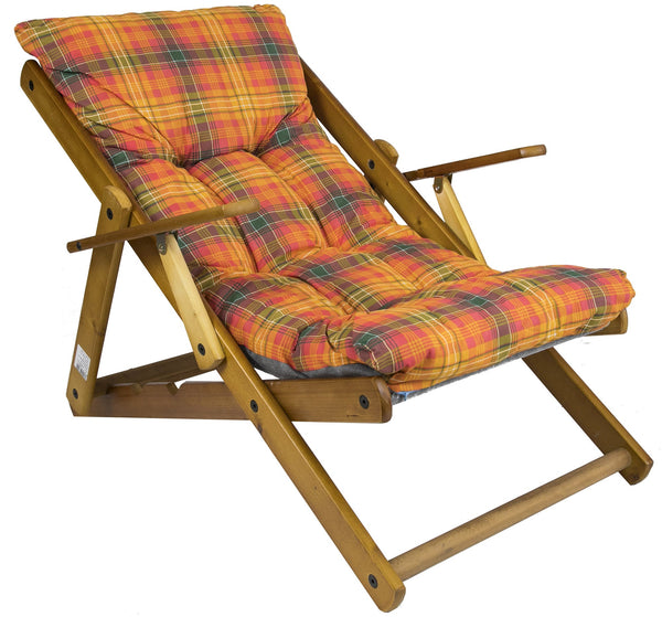 sconto Poltrona Relax 3 Posizioni in Legno con Cuscino Imbottito Rosso