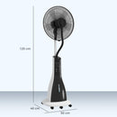 Ventilatore Nebulizzatore 90W a 4 Ruote con Serbatoio 3L 3 Modalità e 3 Velocità 50x40x125 cm Bianco e Nero  