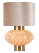 Lampada da Tavolo Perly Ø33x49 cm in Vetro e Ferro e Tessuto Perla e Oro      