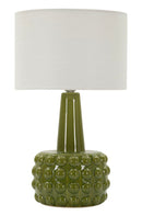 Lampada da Tavolo Gress Verde Ø30x51,5 cm in Ceramica e Ferro e Tessuto Verde e Bianco      