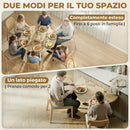 Tavolo Rotondo a Ribalta Pieghevole Ø110x76 cm per 2-6 Persone in Legno e Acciaio Color Legno      