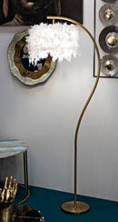 Lampada da Terra Semi Arc 60x33x170 cm in Ferro e Plastica Bianco e Oro      