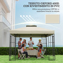 Copertura per Gazebo da Giardino 300x 300 cm Tetto Sostitutivo UPF30+ a 2 Livelli in Poliestere Crema    