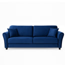 Divano 3 Posti 212x75x87cm con Rivestimento in Velluto Premium Blu      