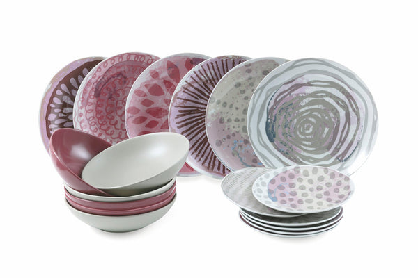 prezzo Servizio Piatti 18 Pezzi in Porcellana e Gres Multicolor Villa d'Este Home Tivoli Aurora
