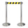 2 Colonnine Tendinastro 3 metri in Acciaio Inox Spazzolato Ø36x101 cm Nastro Giallo/Nero