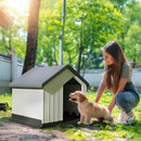 Casetta per Cani Piccoli e Mini da Esterno 62x61x60 cm Impermeabile in Plastica con Finestra Grigio      