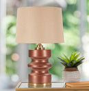 Lampada da Tavolo Rosenthal Ø36,5x56,5 cm in Vetro e Ferro e Tessuto Marrone e Oro      