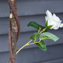 Alberello Camelia Artificiale con 21 Fiori H90 cm con Vaso Bianco e Verde