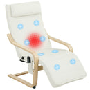 Poltrona Relax Riscaldante e Massaggiante 67x95x101 cm con Poggiapiedi Regolabile e Telecomando Struttura in Legno Crema  