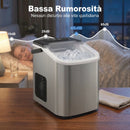 Macchina per Ghiaccio 28,3x22,6x29,9 cm Produzione 12kg in 24 Ore 9 Cubetti in 7-10 Minuti con Sistema Autopulente Argento      
