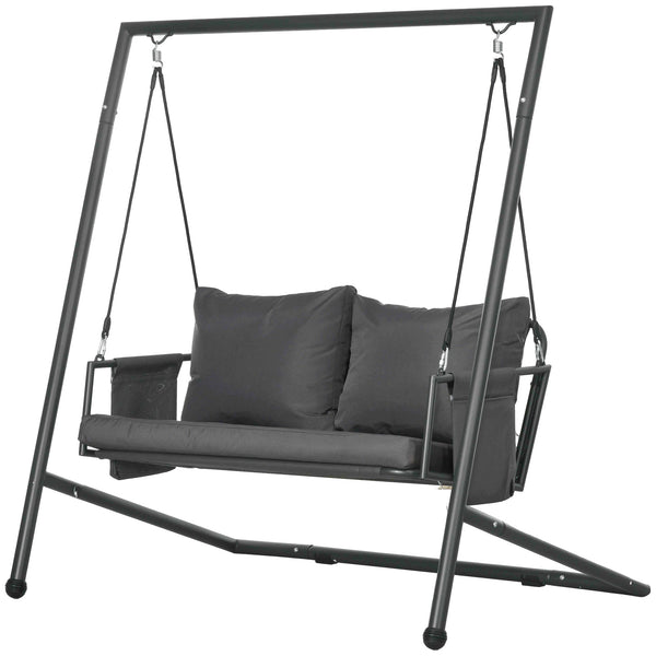 Dondolo da Giardino 2 Posti con Cuscini e Tasche 168x117x181 cm in Acciaio e Textilene Grigio Scuro acquista