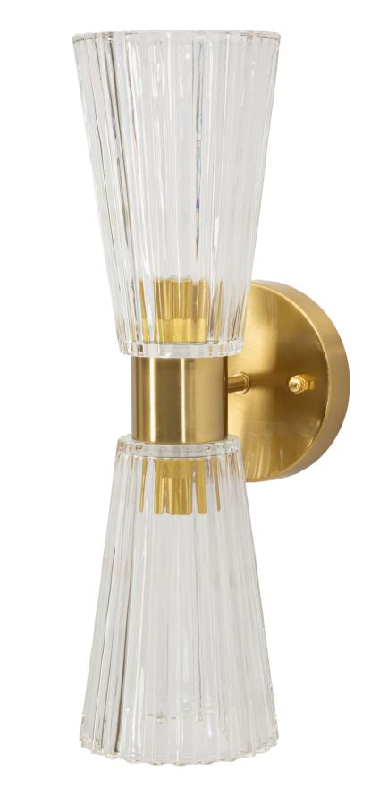 Lampada da Muro Praga 11x16x40 cm in Ferro e Vetro Oro e Trasparente online