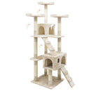 Albero Tiragraffi con Cuccia per Gatti H170 cm in Legno Sisal Naturale Rizzetti Beige