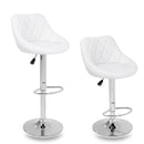 Set 2 Sgabelli Alti in Similpelle Imbottita Rizzetti Anshar Bianchi