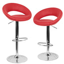 Set 2 Sgabelli Alti in Similpelle Imbottita Rizzetti Chicago Rossi