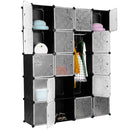 Armadio Guardaroba Modulare 20 Scomparti 147x37x183 cm Rizzetti Nero con Ricamo