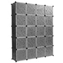 Armadio Guardaroba Modulare 20 Scomparti 147x37x183 cm Rizzetti Nero con Ricamo