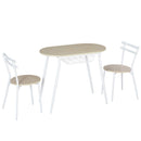 Set Tavolo e 2 Sedie  da Giardino in MDF e Acciaio Bianco e Legno