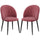 Set 2 Sedie da Pranzo in Velluto Imbottite 52x54x79 cm con Gambe in Metallo Rosso Antico