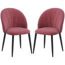 Set 2 Sedie da Pranzo in Velluto Imbottite 52x54x79 cm con Gambe in Metallo Rosso Antico