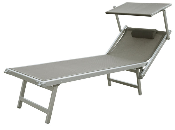 prezzo Lettino Prendisole da Giardino 185x61x39,5 cm Telaio in Alluminio Bianco e Textilene Tortora