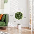 Set 2 Piante Artificiali di Bosso da 40 cm con Picchetto Integrato per Interno ed Esterno in PE Verde      
