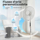 Ventilatore da Terra 45x42x138 cm con Telecomando 3 Velocità e 2 Modalità in ABS PP Acciaio Bianco      