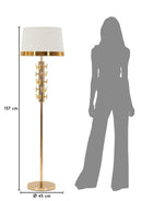 Lampada da Terra Gold Butterfly Ø45x157 cm in Ferro e Metallo e Tessuto e Vetro Oro e Bianco      