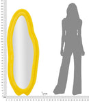 Specchio da Muro Chanele Giallo 40x4x160 cm in MDF e Poliestere e Specchio Giallo      