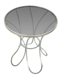 Tavolinetto Trixy Ø56x68 cm in Ferro e Vetro Argento      