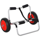 Carrellino da Spiaggia Pieghevole per Kayak e Canoa con Paraurti 70x40x42 cm in Alluminio e NBR Argento Nero e Rosso
