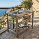 Lavello Cucina da Esterno 75x40x80cm Rubinetteria e Kit Sifone e 2 Ripiani in Acciaio Inox      