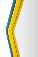 Specchio da Muro Tony Velluto Blu Giallo 75x4x80 cm in MDF e Poliestere e Specchio Multicolor      