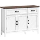 Credenza da Cucina 110x35x80,5 cm con 3 Ante a Fienili 2 Cassetti e 2 Ripiani Regolabili in Legno Bianco      