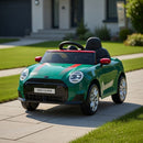 Macchina Elettrica per Bambini Licenza Ufficiale Mini Cooper S Cabrio 12V Sedili in Pelle e Telecomando Verde