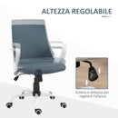 Sedia Poltrona Operativa da Ufficio 59x61x92,5-102,5 cm Funzione Dondolo e Tessuto a Rete Grigio