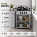 Cucina da Esterno 49x49x79cm con 4 Fuochi Cucinotto da Campeggio in Ferro Grigio     