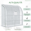 Serra Addossata a 3 Livelli 200x100x215 cm con Porte e Finestre Avvolgibili in PE e Acciaio Verde e Bianco      