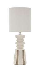 Lampada da Tavolo Tribal Ø22,5x57 cm in Ceramica e Ferro e Tessuto Multicolor      