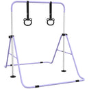 Sbarra Ginnastica Artistica per Bambini 148x105x88-128 cm ad Altezza Regolabile con 2 Anelli in Acciaio Viola      