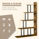 Libreria 5 Ripiani in Legno Effetto Invecchiato 102x30x160 cm  Marrone Scuro