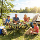 Tavolo da Campeggio Pieghevole 116 cm, Tavolo da Picnic Impermeabile con Piano Arrotolabile e Struttura in Metallo, Portatile per Giardino, Parco, BBQ, Verde      