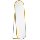 Specchio a Figura Intera da Terra 50x4x180 cm con Supporto Pieghevole in Vetro e Metallo Oro      